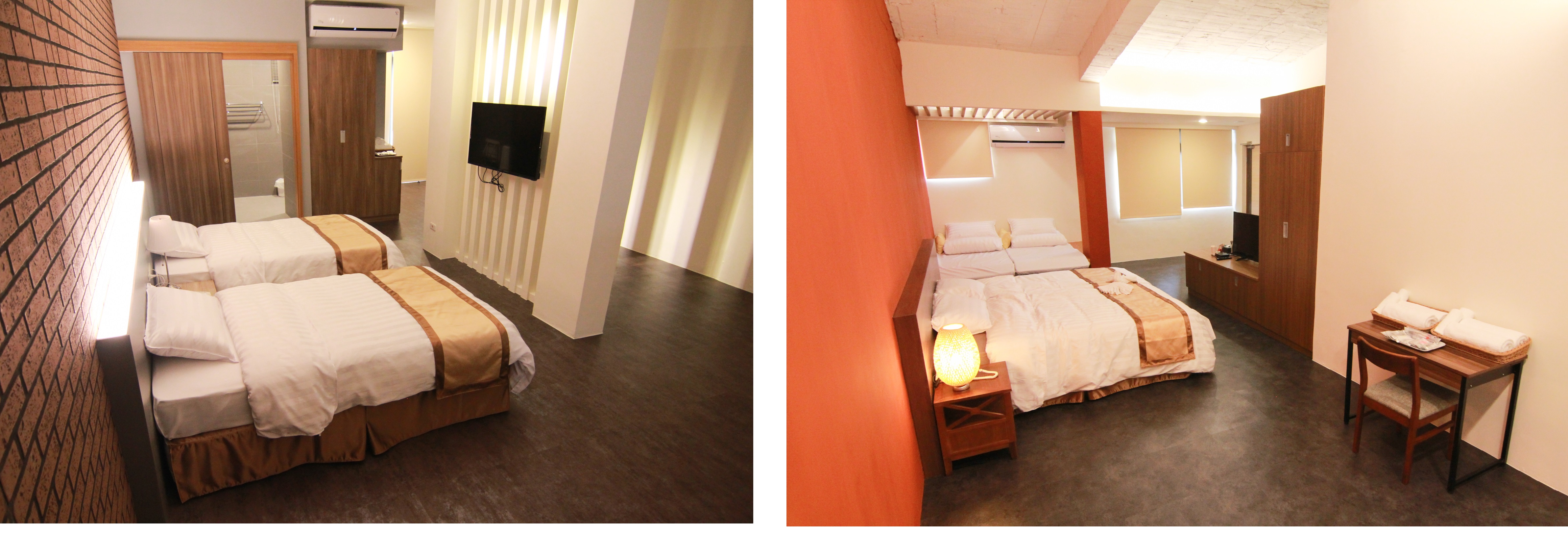 圖左為觀光會館埔風房、右為喜樂房，提供精緻住宿服務品質